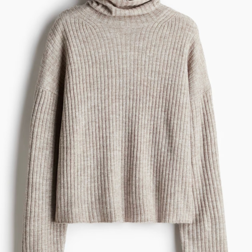 Cozy Ribbed Turtleneck Sweater - Cream OVERSIZED TURTLENECK